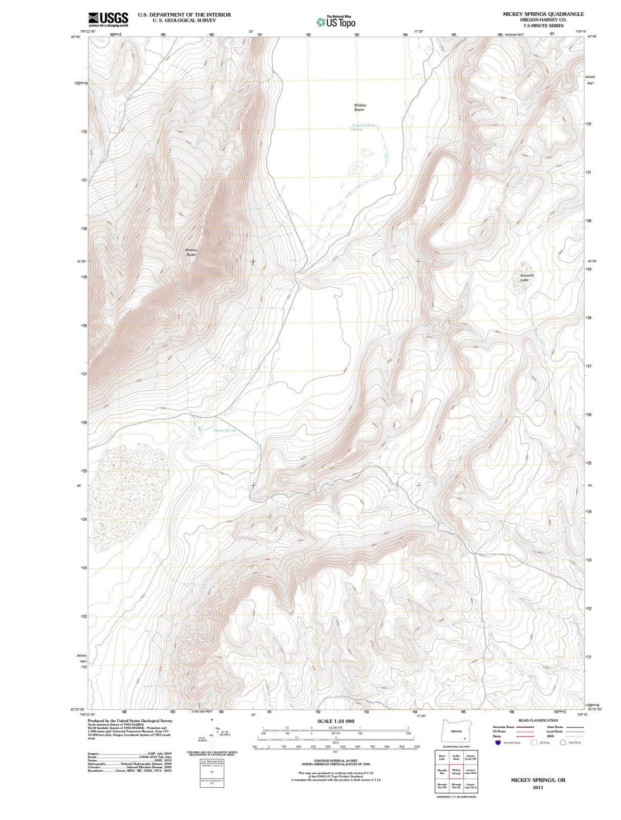 2011 Mickey Springs, OR - Oregon - USGS Topographic Map