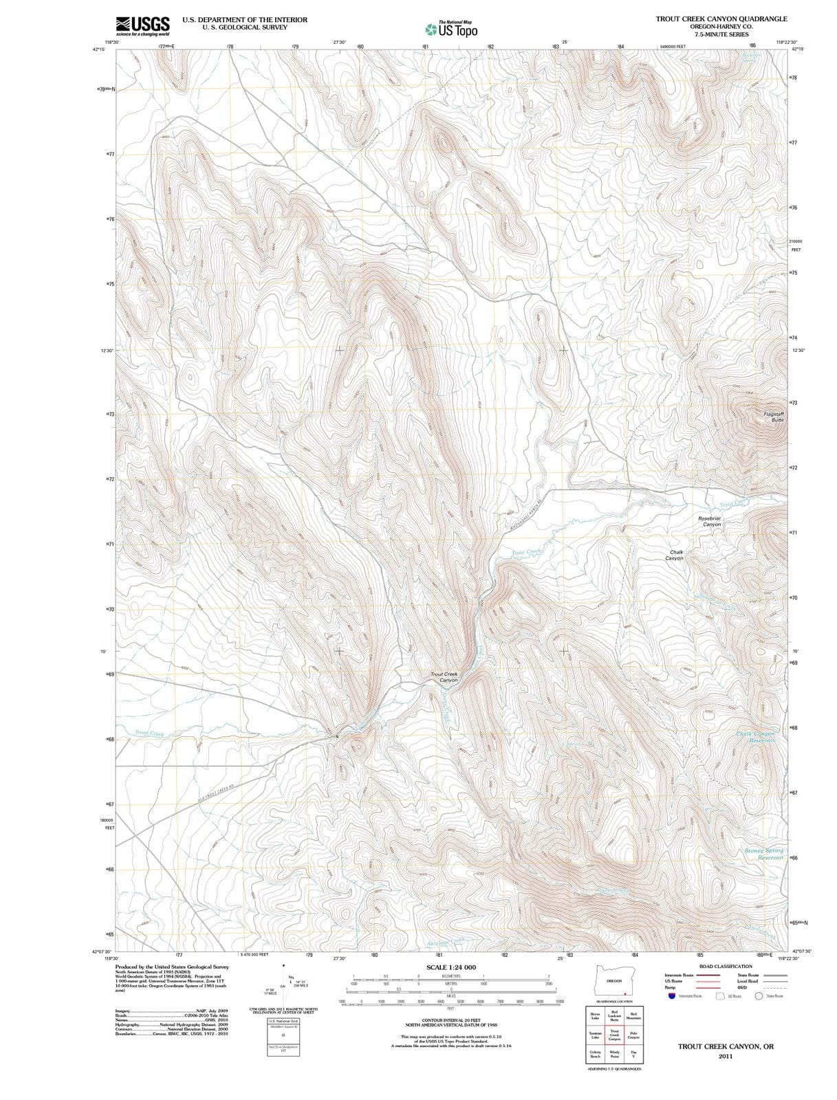 2011 Trout Creek Canyon, OR - Oregon - USGS Topographic Map