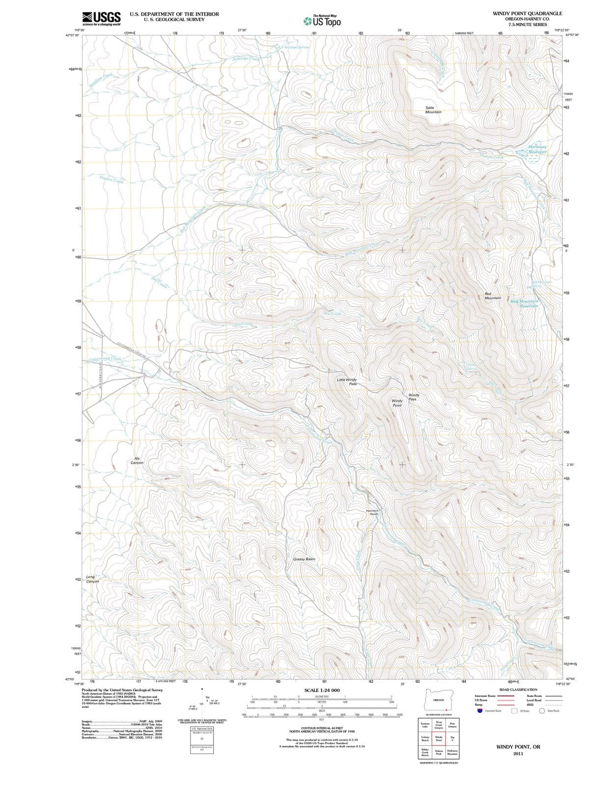 2011 Windy Point, OR - Oregon - USGS Topographic Map