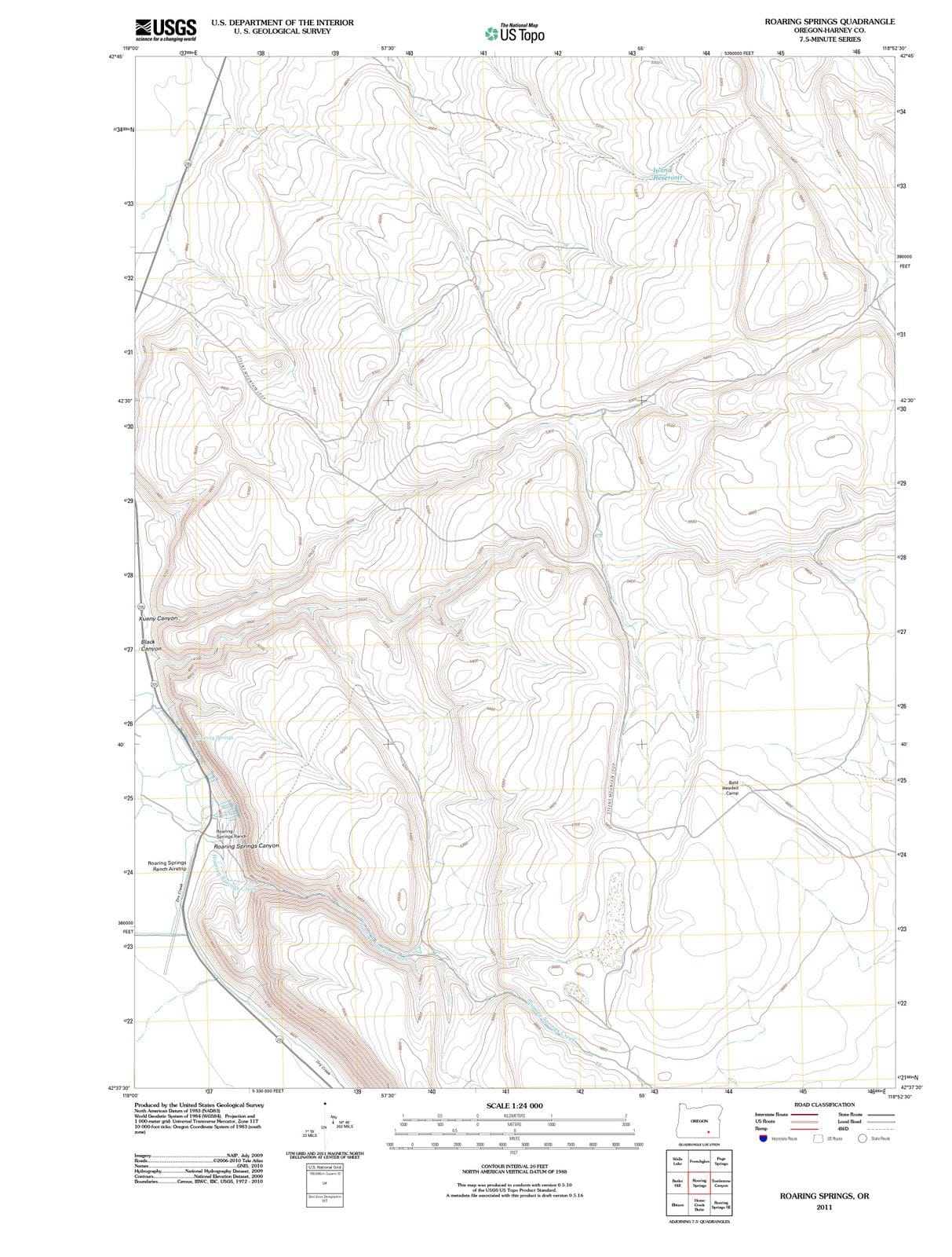 2011 Roaring Springs, OR - Oregon - USGS Topographic Map
