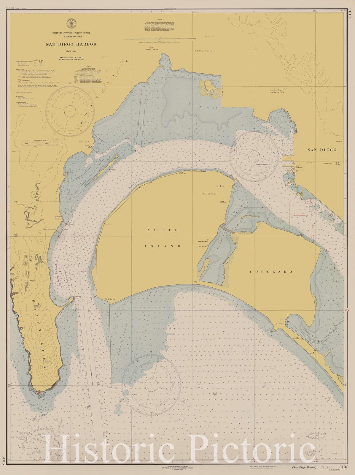 Historic Nautical Map - San Diego Harbor, 1940 NOAA Chart - California (CA) - Vintage Wall Art