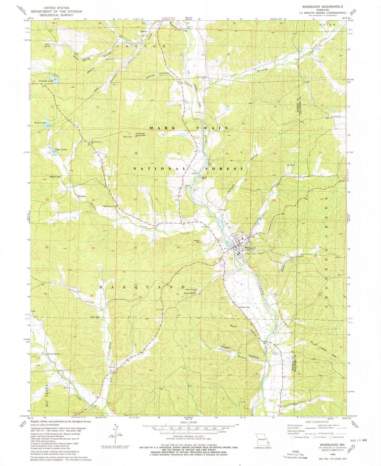 1980 Marquand, MO - Missouri - USGS Topographic Map