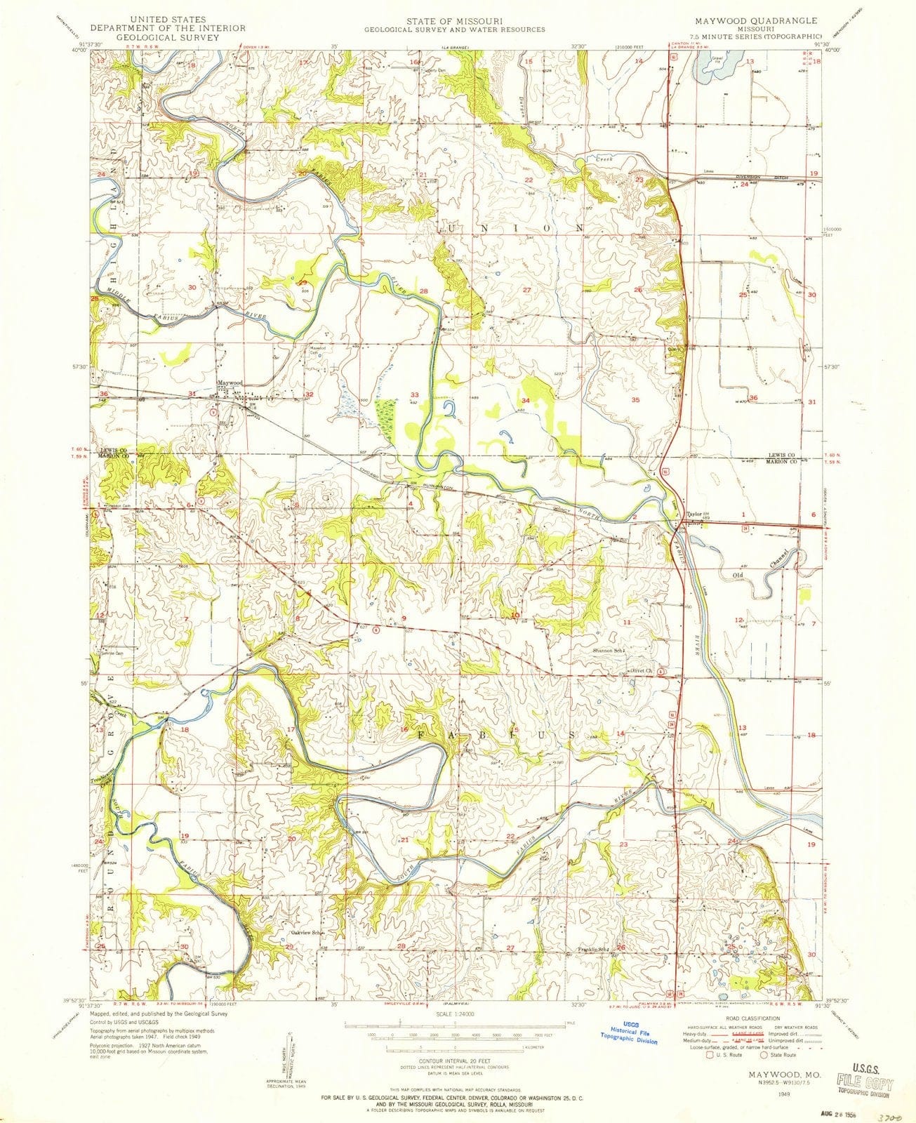 1949 Maywood, MO - Missouri - USGS Topographic Map