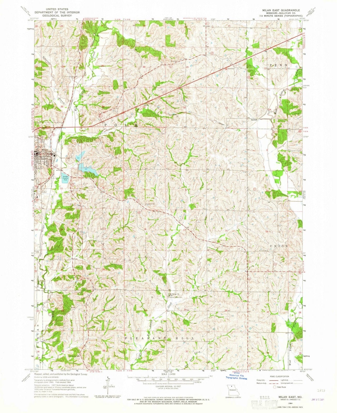 1964 Milan East, MO - Missouri - USGS Topographic Map