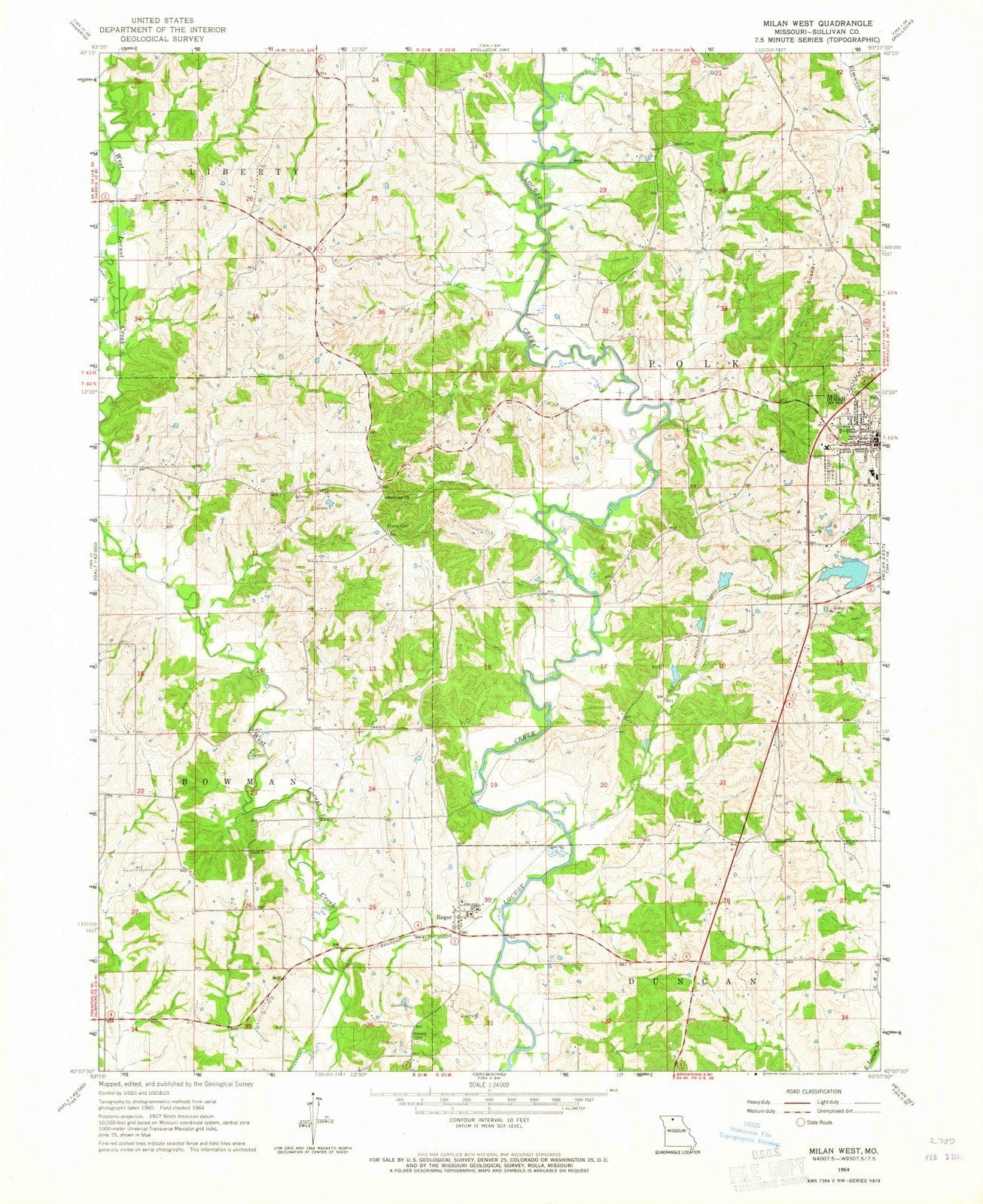 1964 Milan West, MO - Missouri - USGS Topographic Map