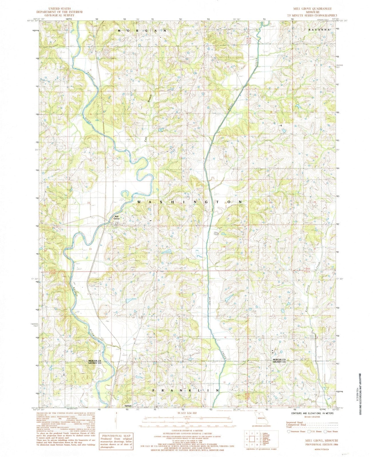 1984 Mill Grove, MO - Missouri - USGS Topographic Map