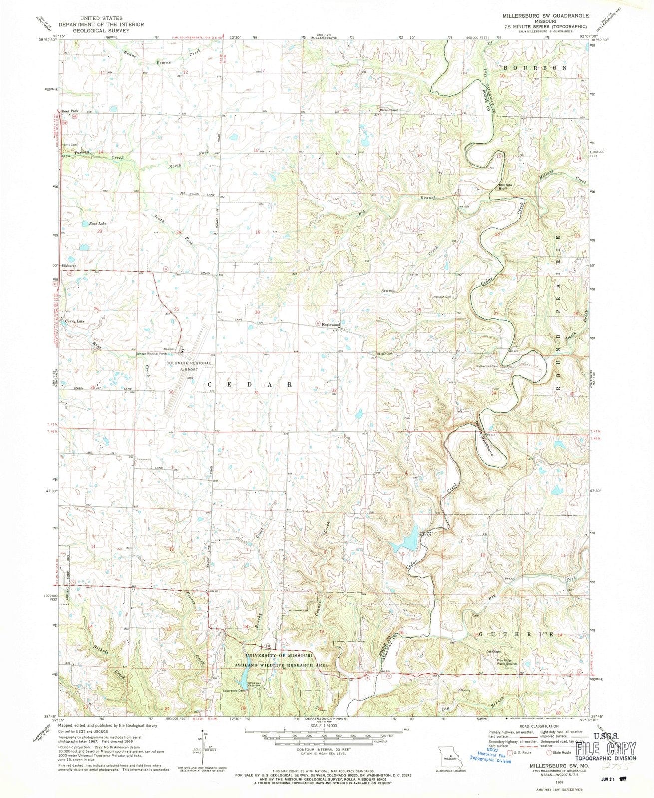 1969 Millersburg, MO - Missouri - USGS Topographic Map