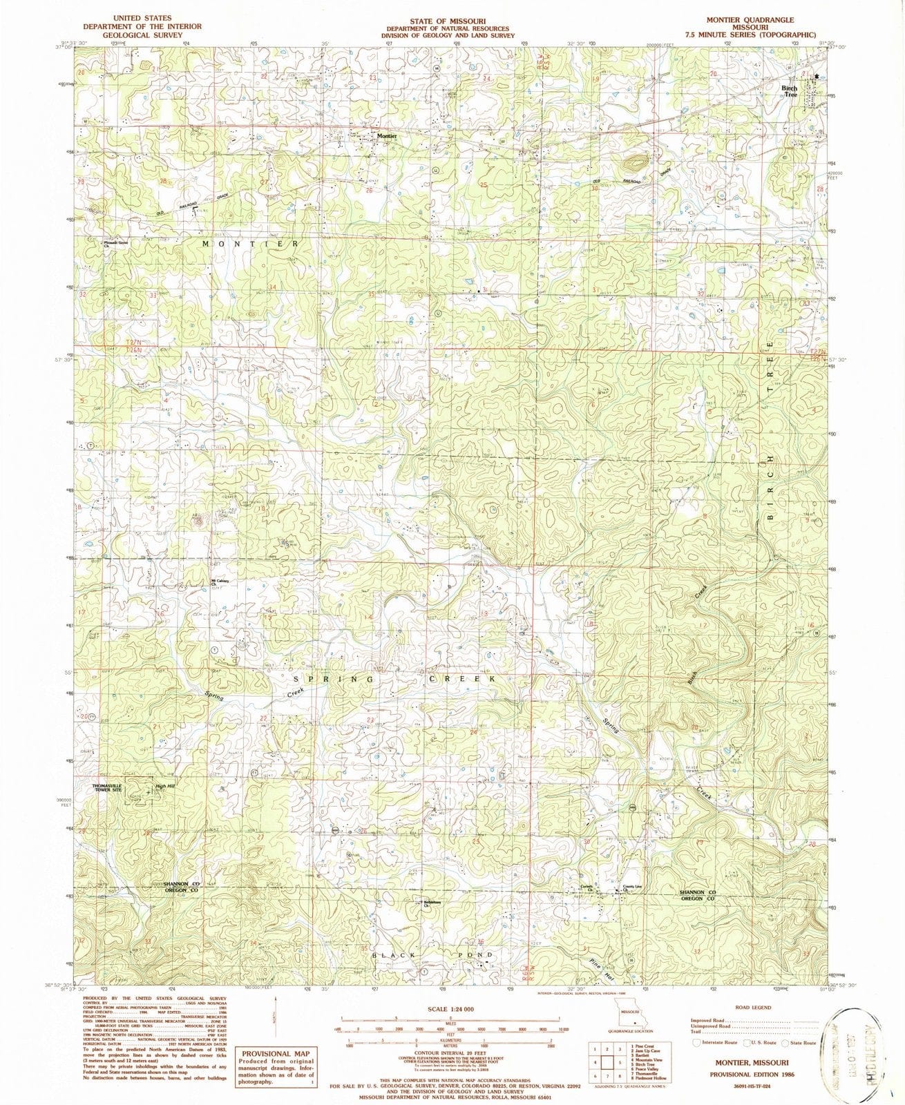 1986 Montier, MO - Missouri - USGS Topographic Map