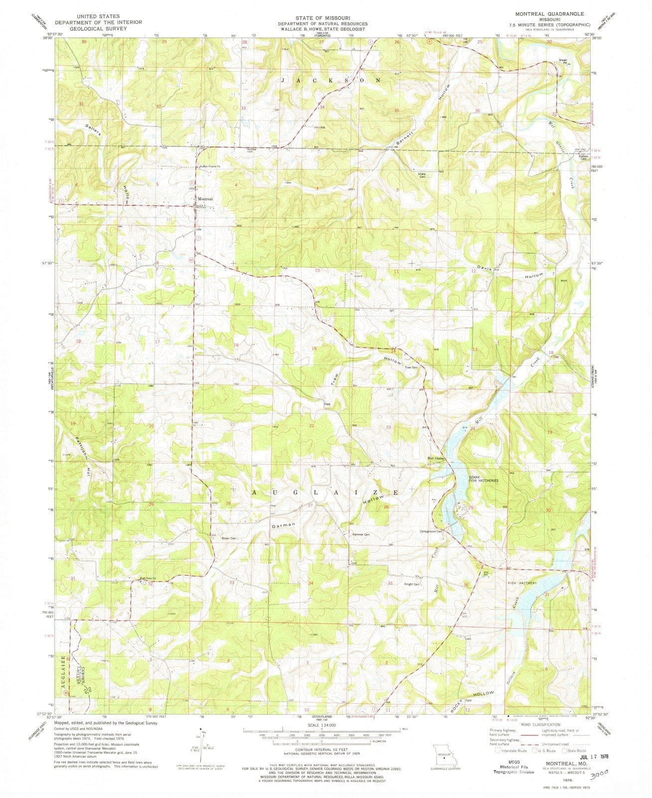 1976 Montreal, MO - Missouri - USGS Topographic Map