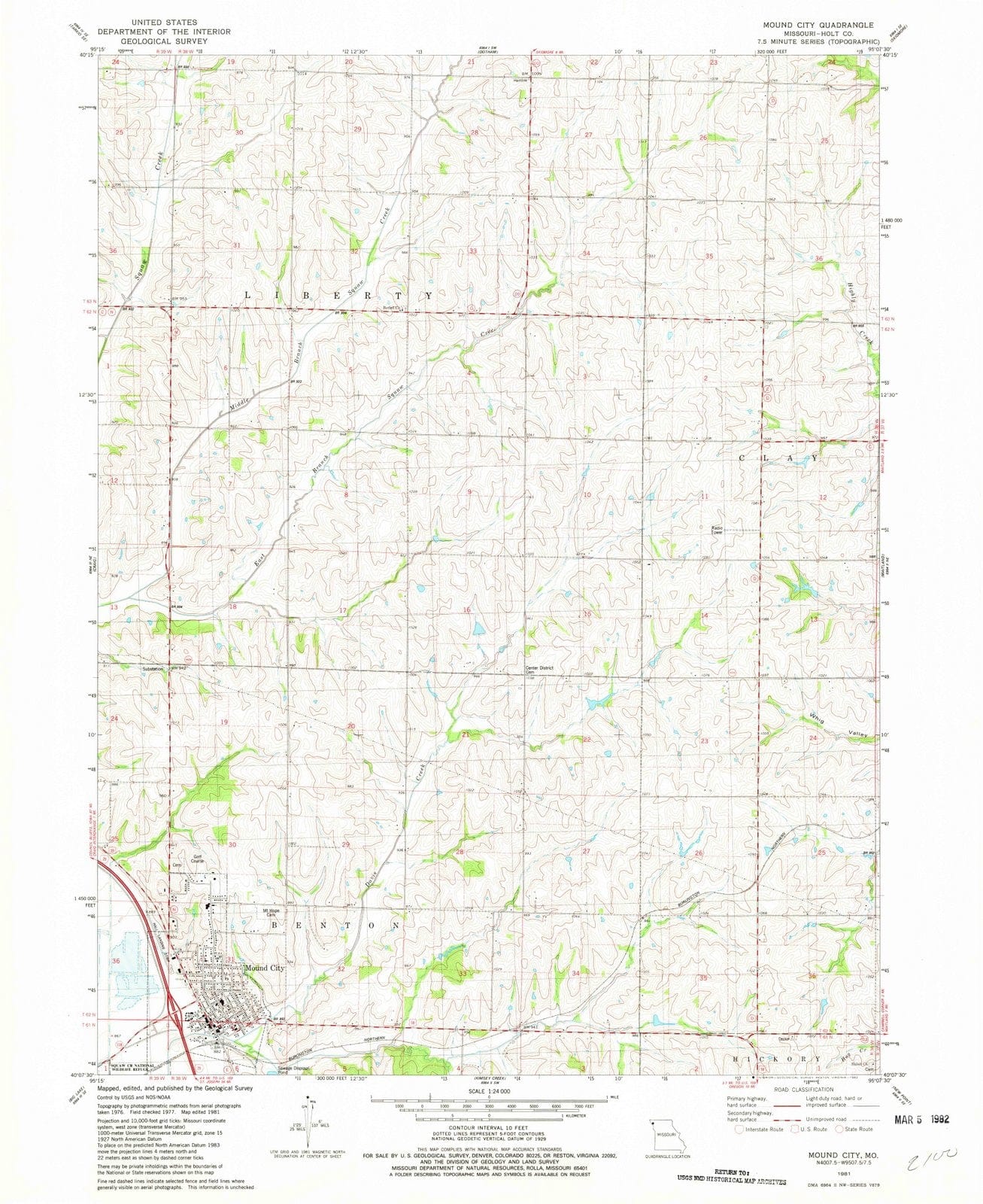 1981 Mound City, MO - Missouri - USGS Topographic Map