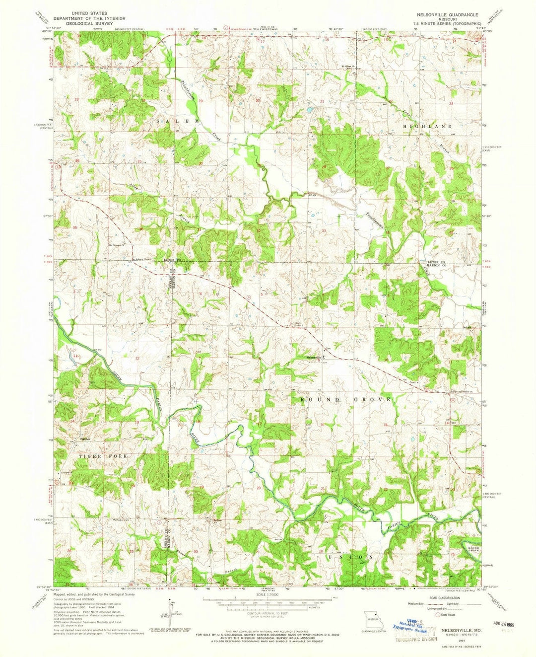 1964 Nelsonville, MO - Missouri - USGS Topographic Map