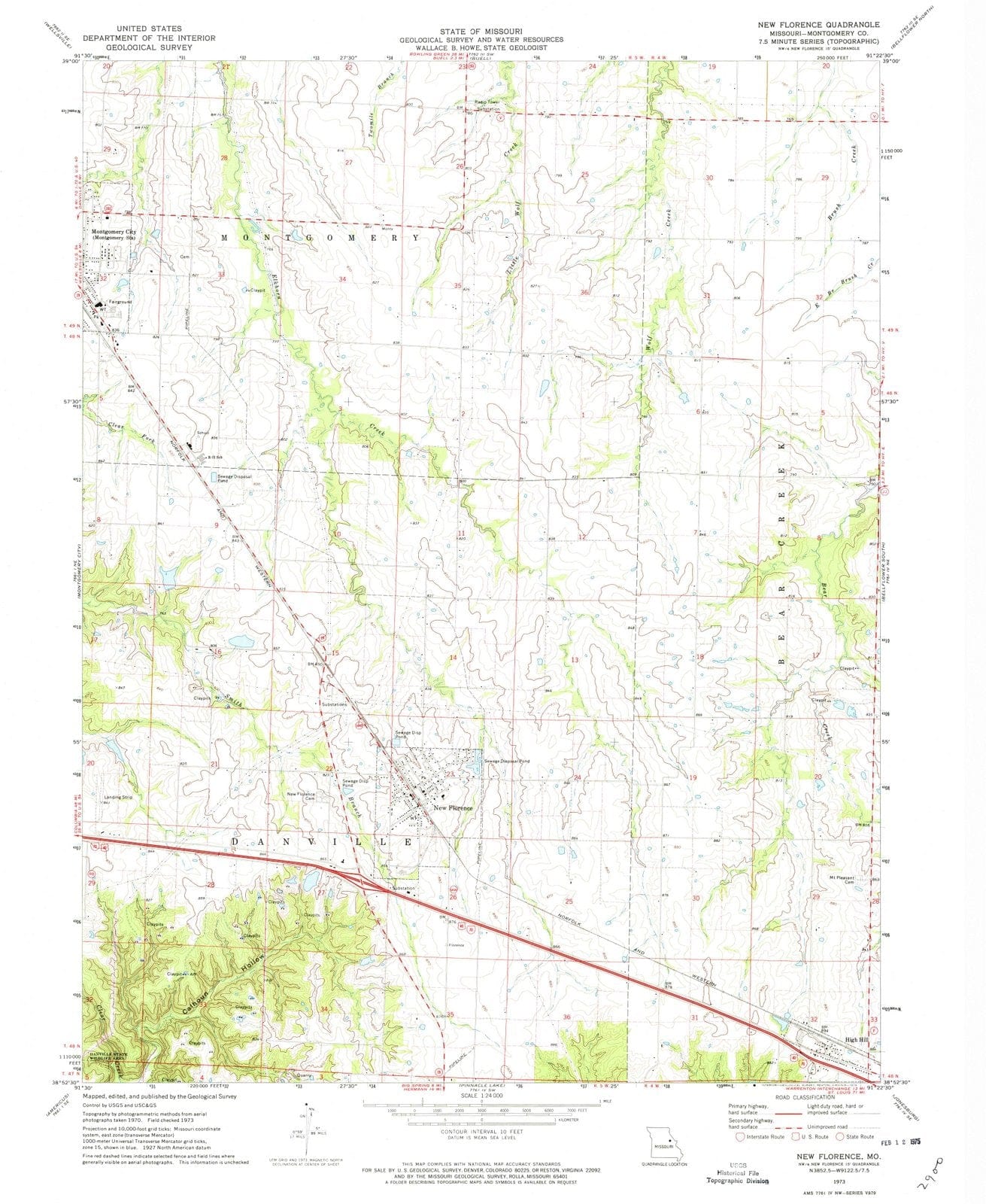 1973 New Florence, MO - Missouri - USGS Topographic Map