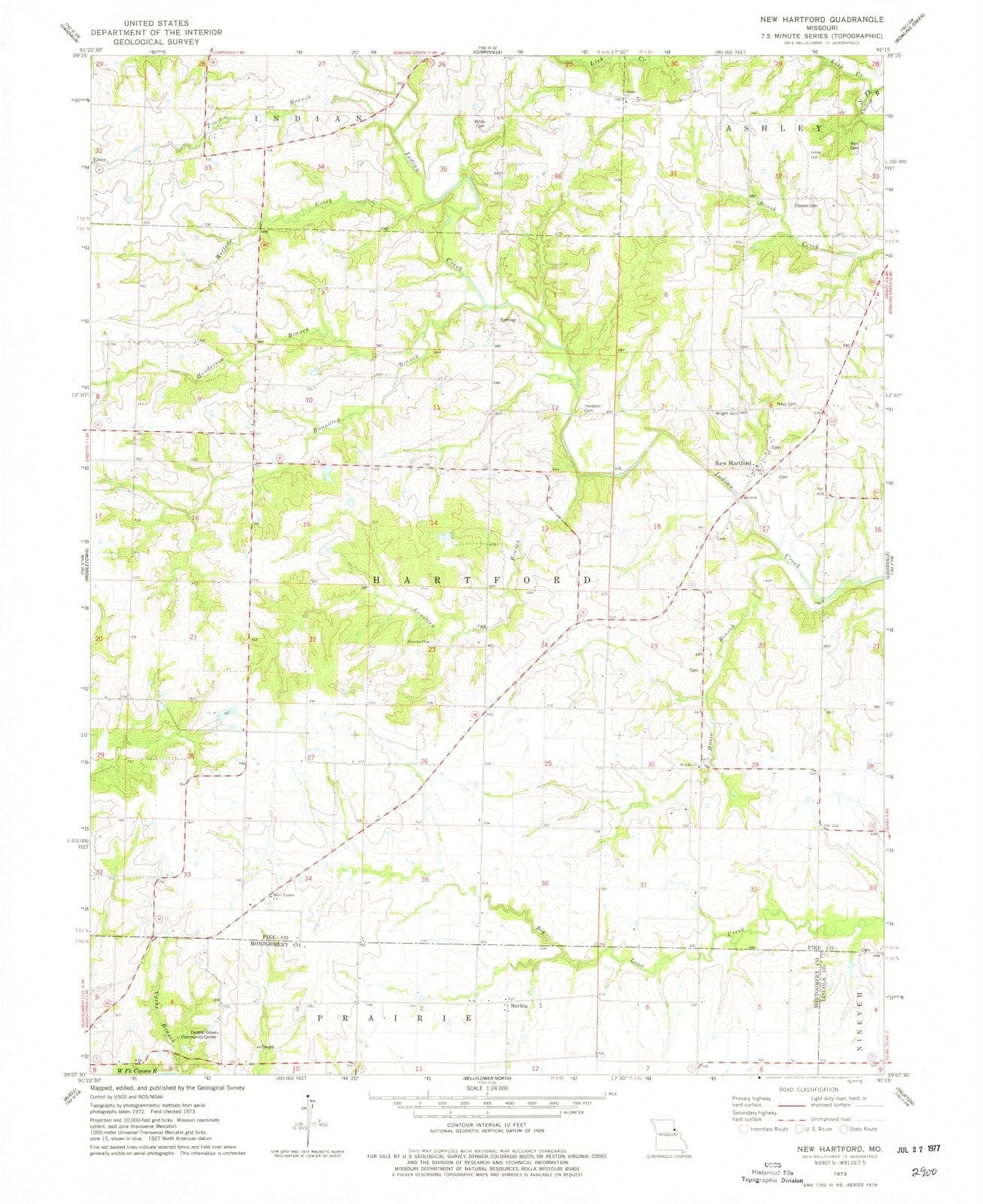 1973 New Hartford, MO - Missouri - USGS Topographic Map