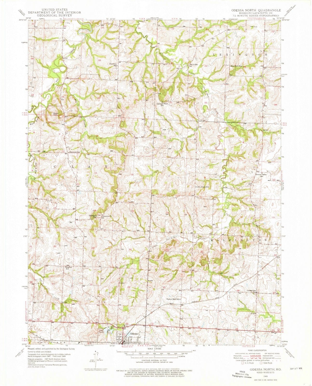 1949 Odessa North, MO - Missouri - USGS Topographic Map
