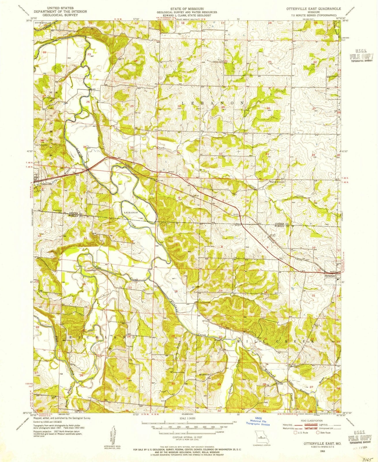 1953 Otterville East, MO - Missouri - USGS Topographic Map