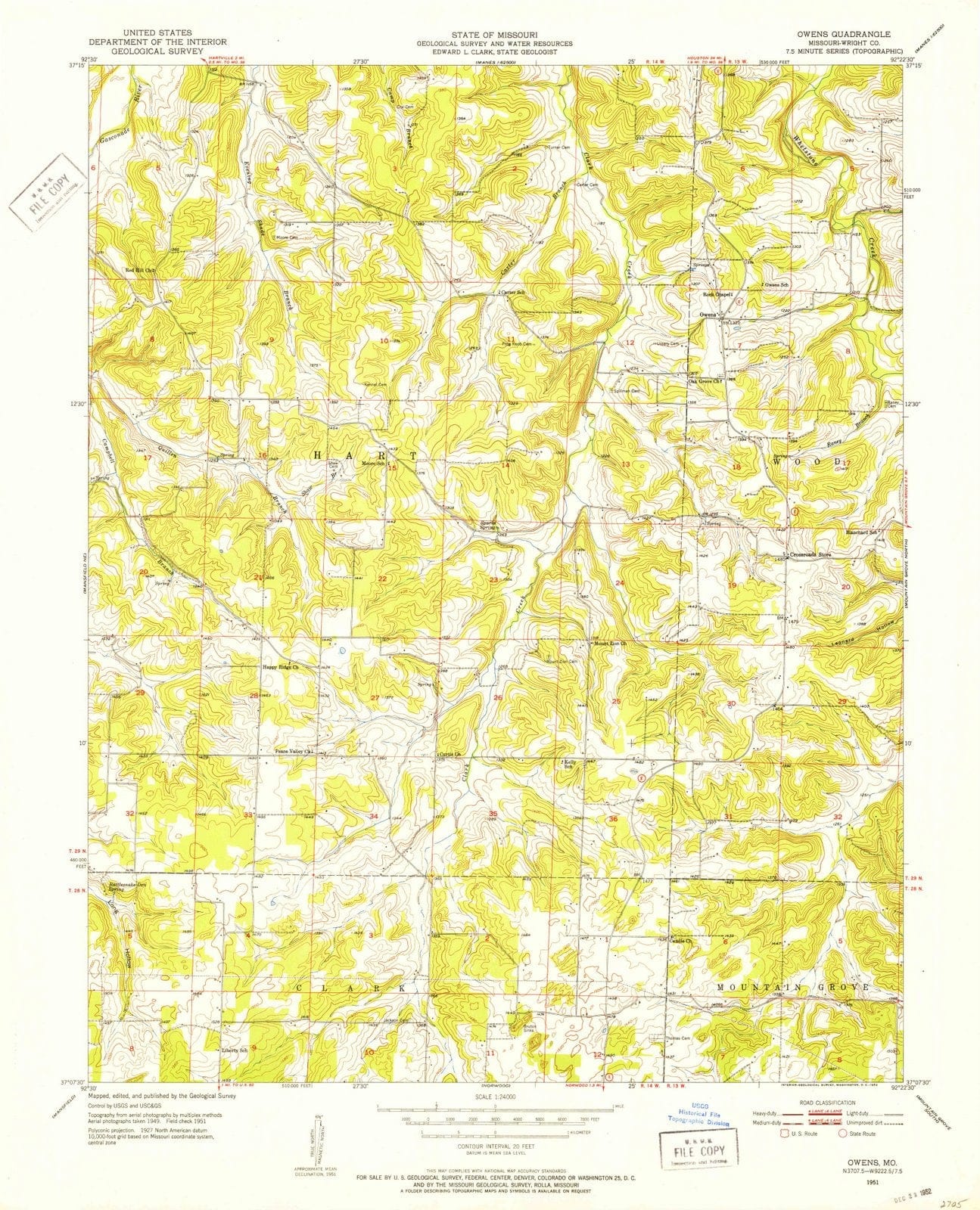 1951 Owens, MO - Missouri - USGS Topographic Map