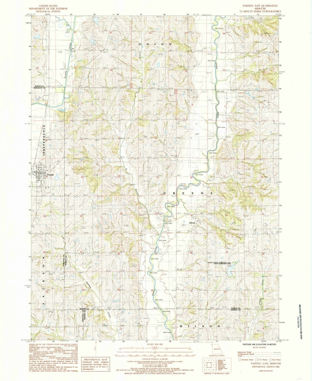 1984 Parnell East, MO - Missouri - USGS Topographic Map