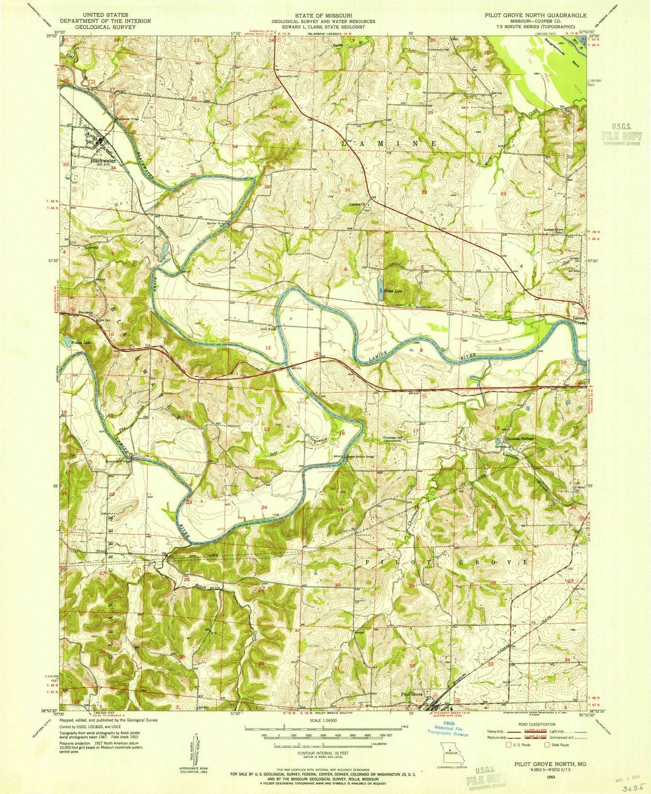 1953 Pilot Grove North, MO - Missouri - USGS Topographic Map