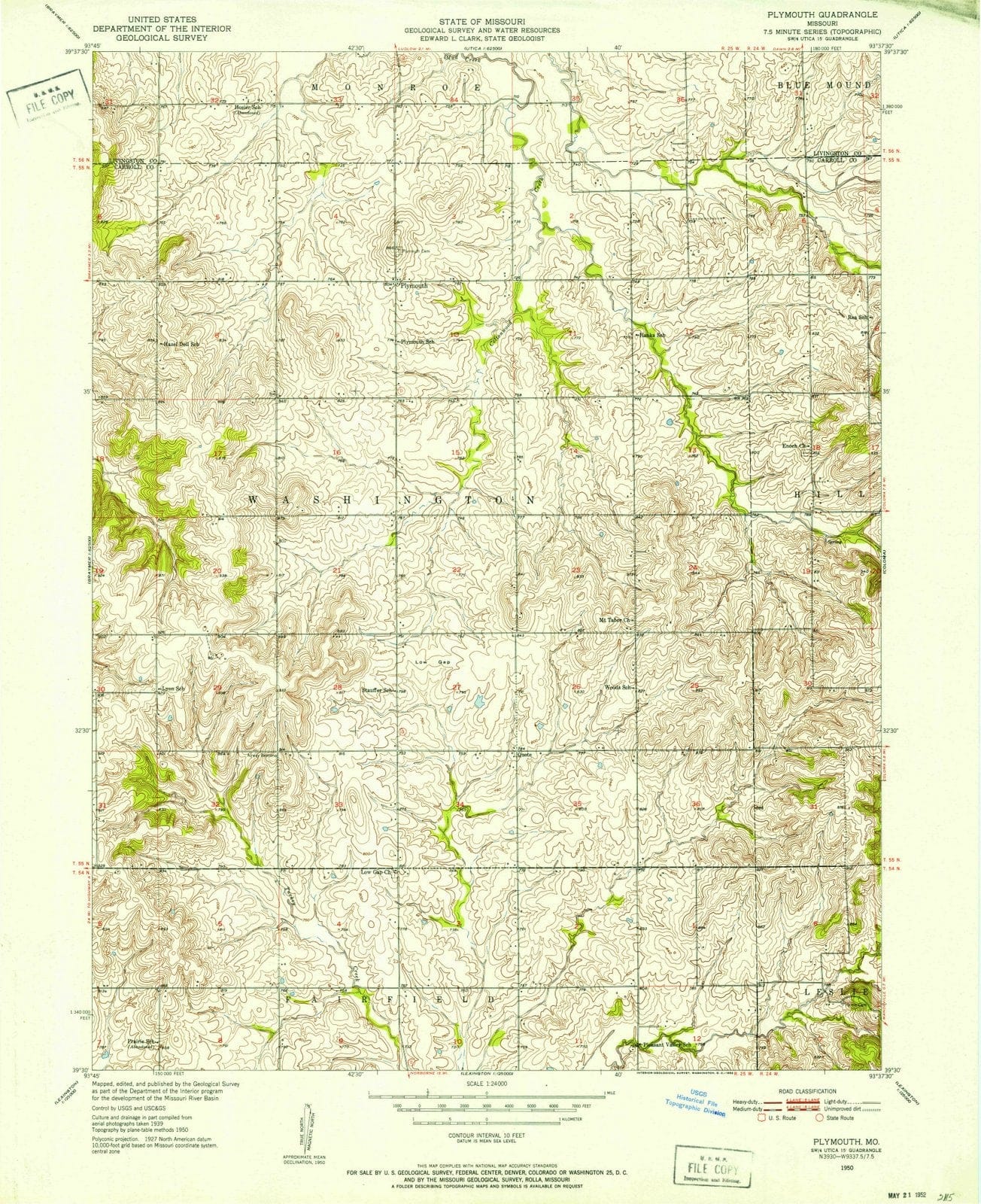 1950 Plymouth, MO - Missouri - USGS Topographic Map
