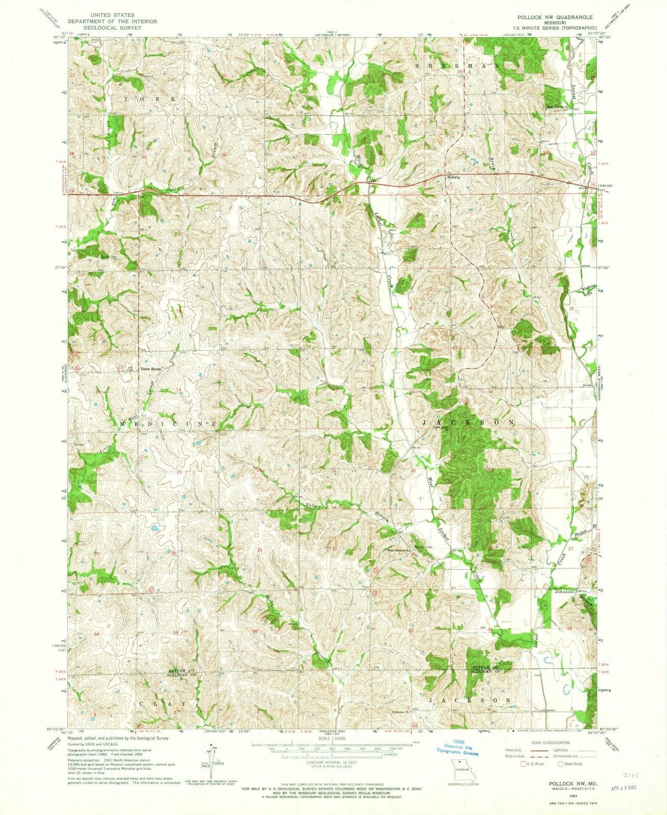 1964 Pollock, MO - Missouri - USGS Topographic Map