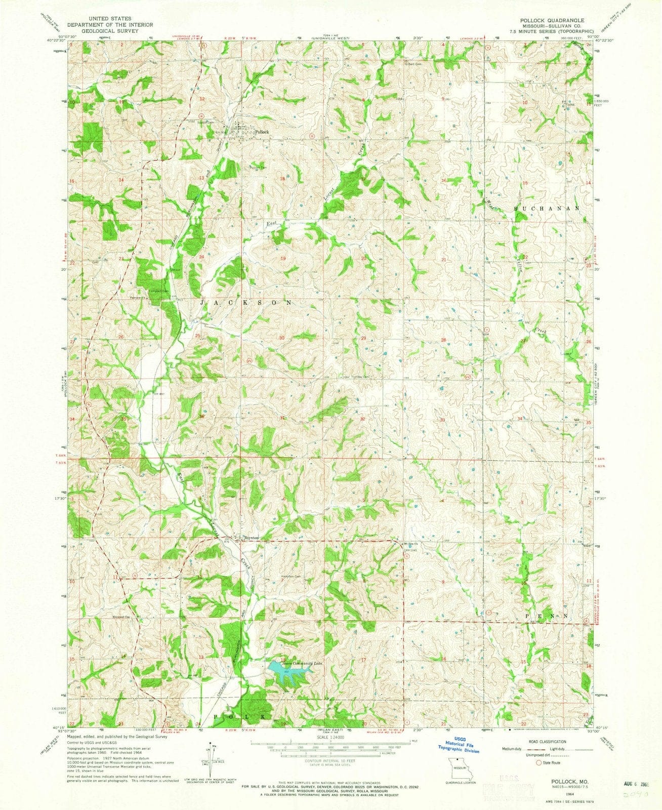 1964 Pollock, MO - Missouri - USGS Topographic Map