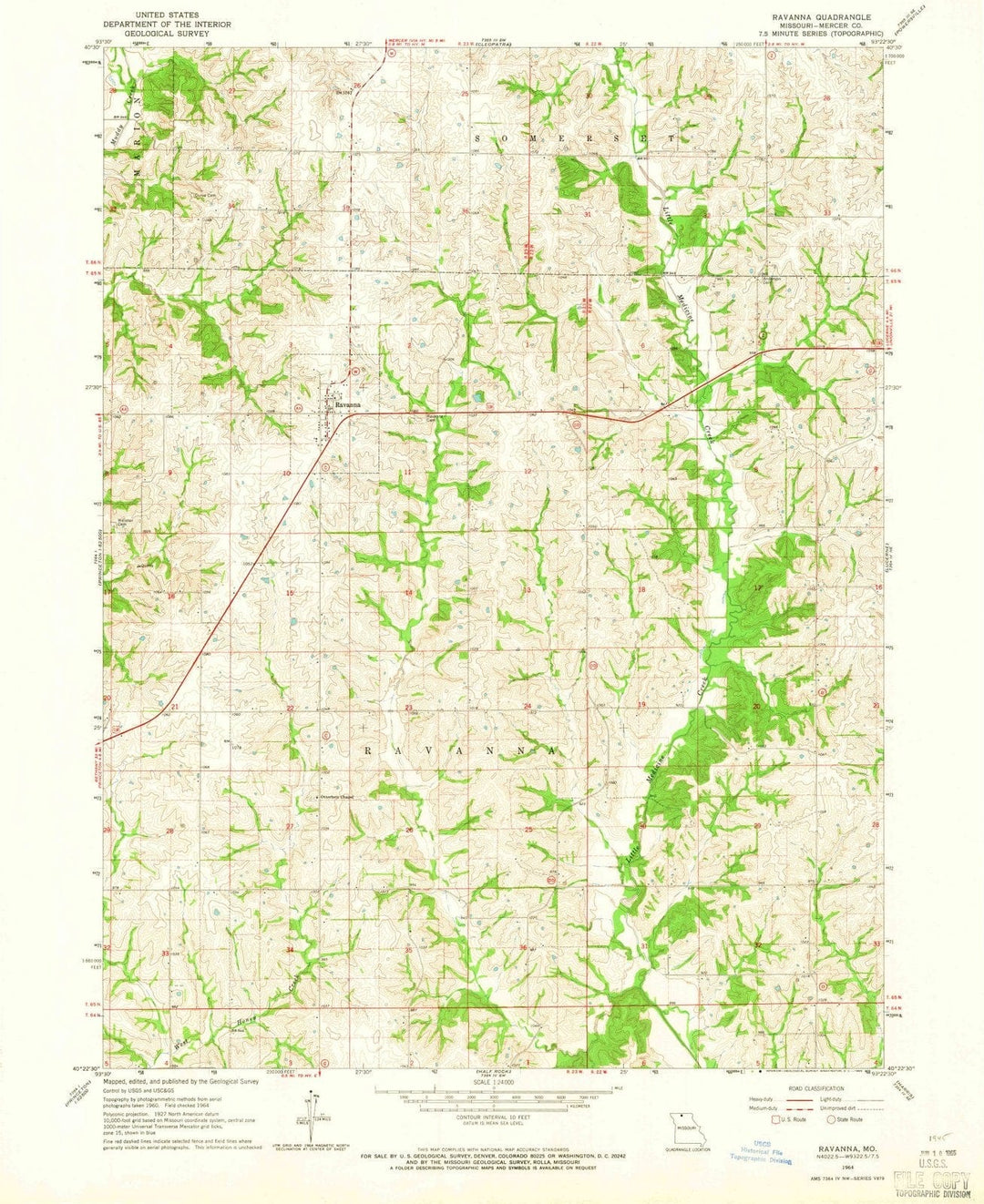 1964 Ravanna, MO - Missouri - USGS Topographic Map