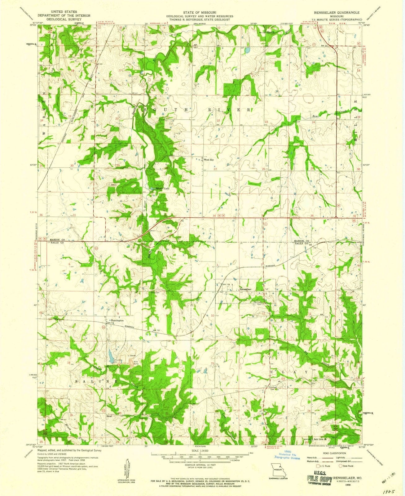 1958 Rensselaer, MO - Missouri - USGS Topographic Map