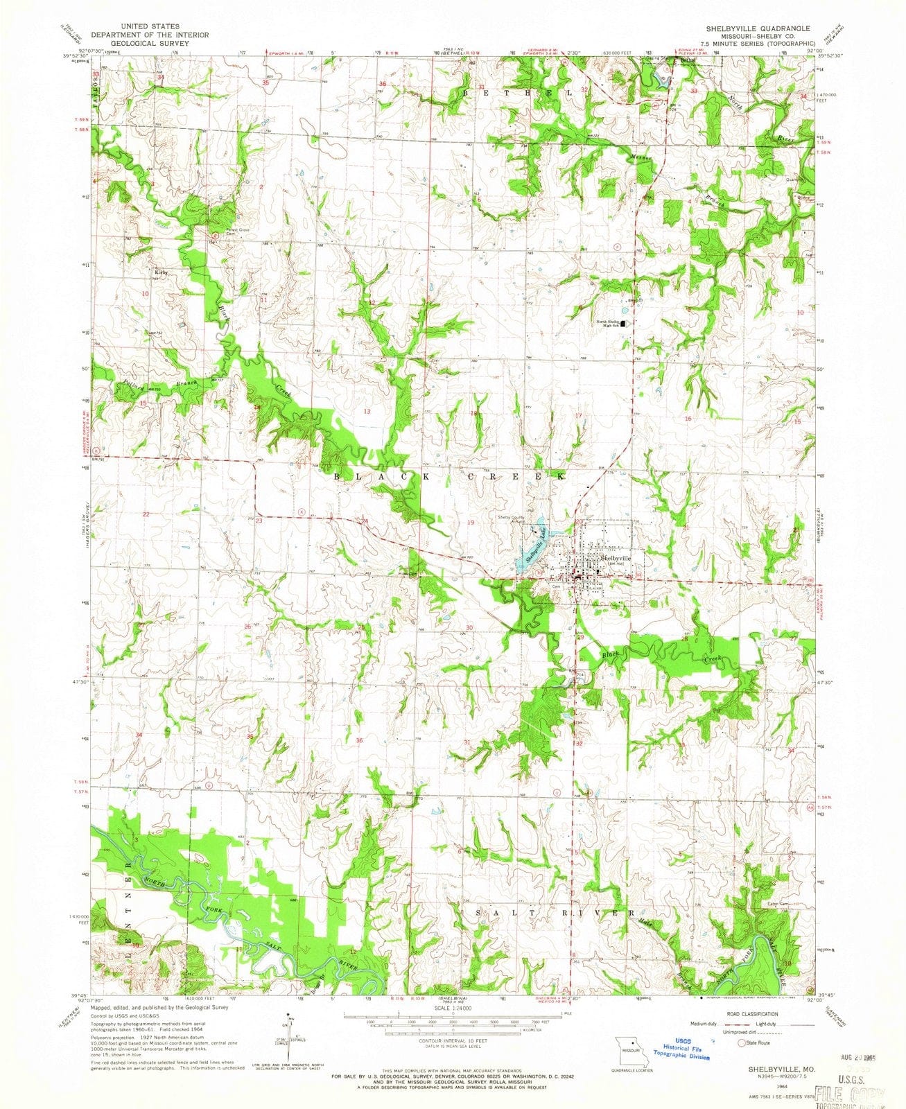 1964 Shelbyville, MO - Missouri - USGS Topographic Map