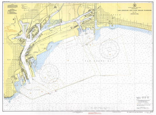Historic Nautical Map - Los Angeles And Long Beach Harbors, 1942 NOAA Chart - California (CA) - Vintage Wall Art