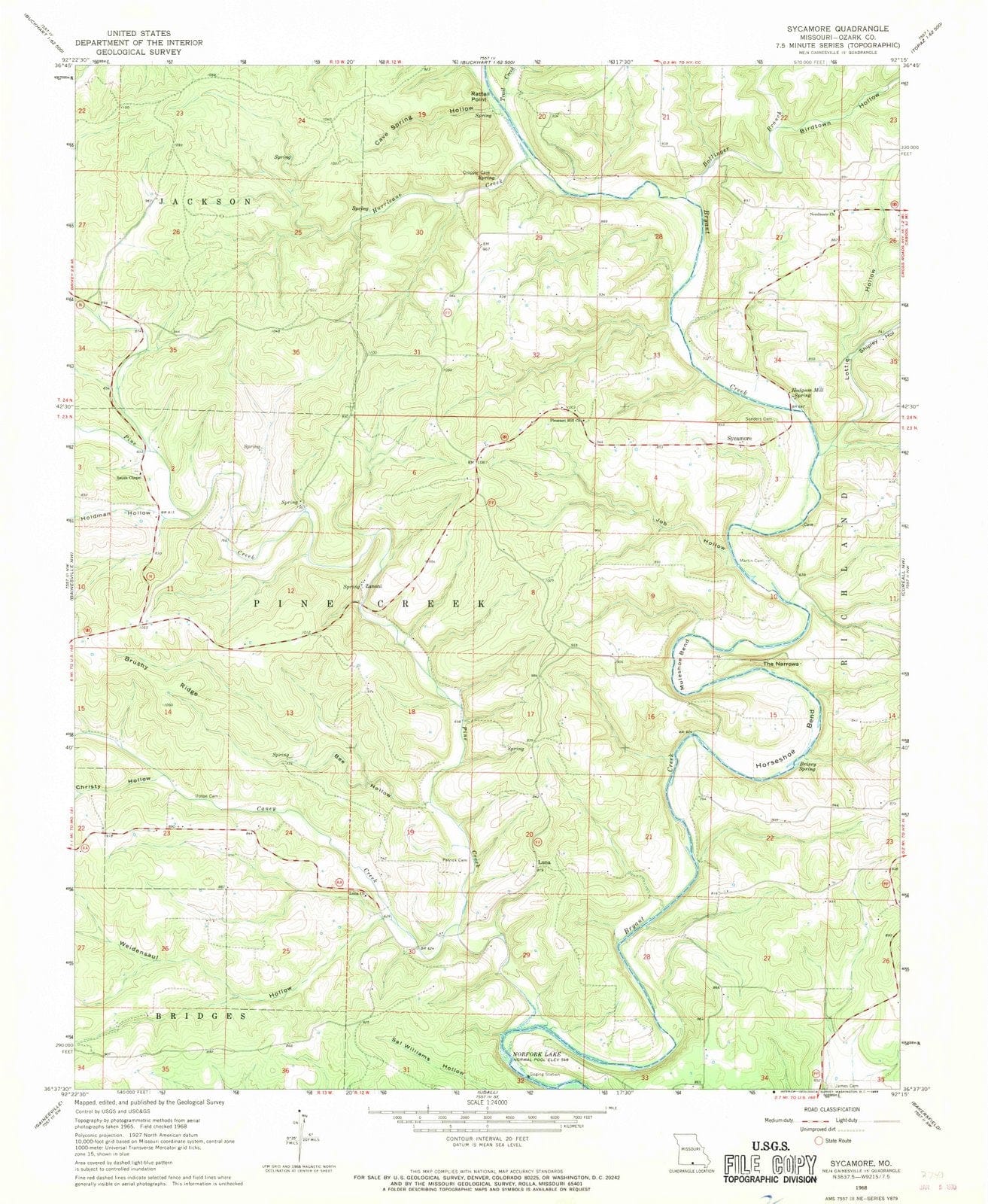 1968 Sycamore, MO - Missouri - USGS Topographic Map