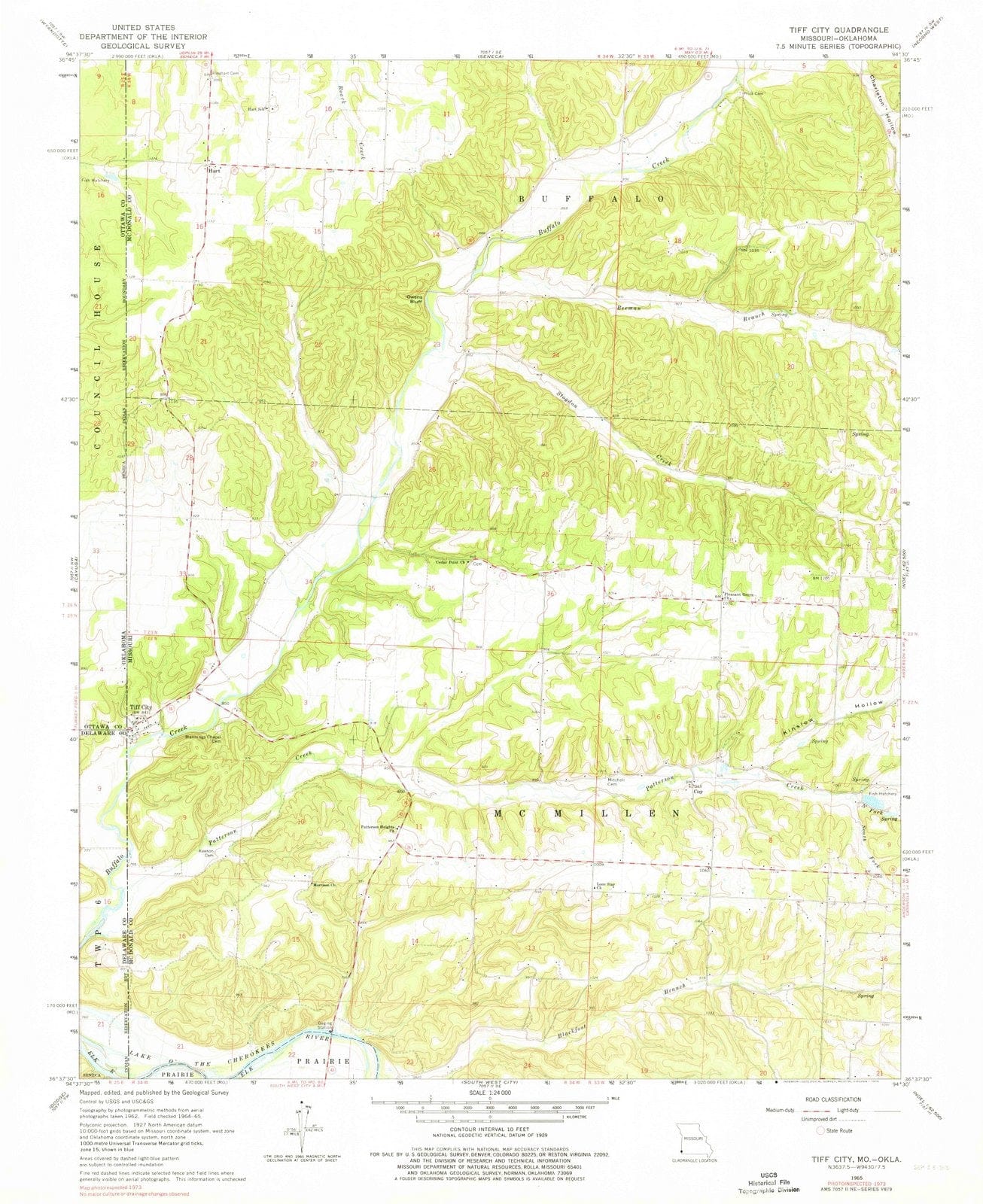 1965 Tiff City, MO - Missouri - USGS Topographic Map