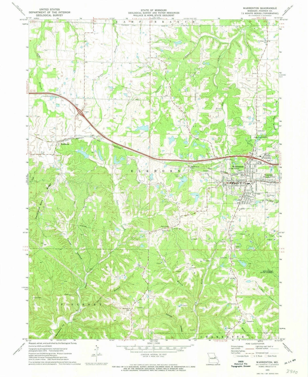 1973 Warrenton, MO - Missouri - USGS Topographic Map