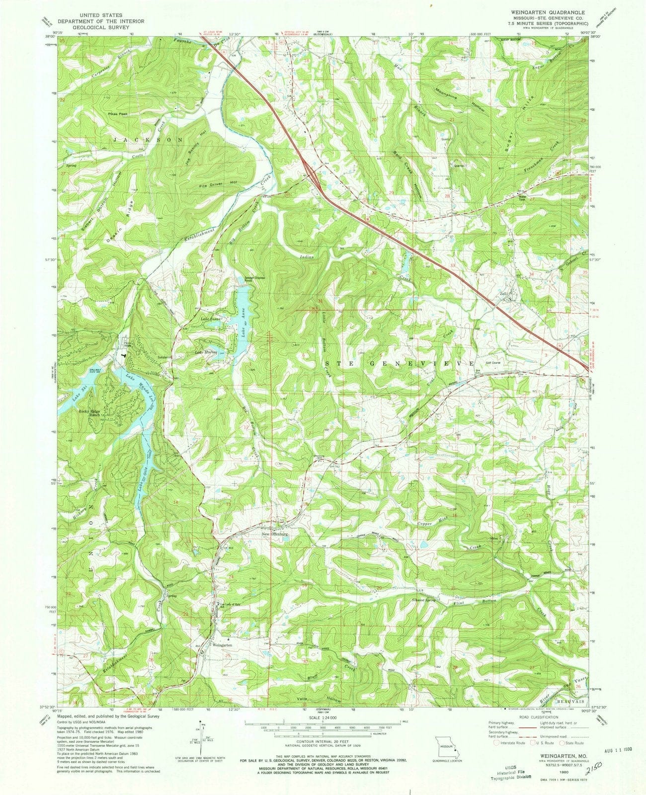 1980 Weingarten, MO - Missouri - USGS Topographic Map