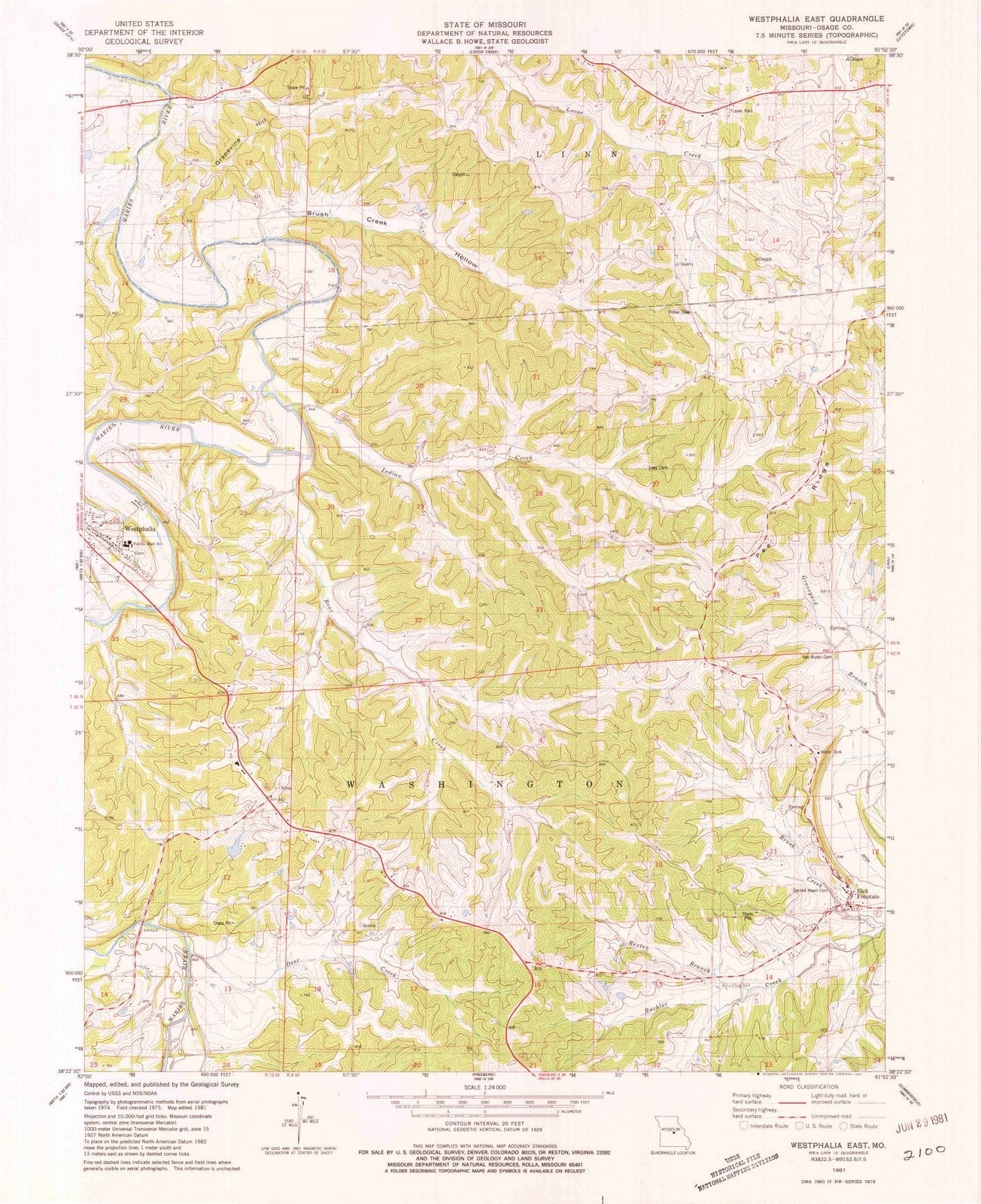 1981 Westphalia East, MO - Missouri - USGS Topographic Map