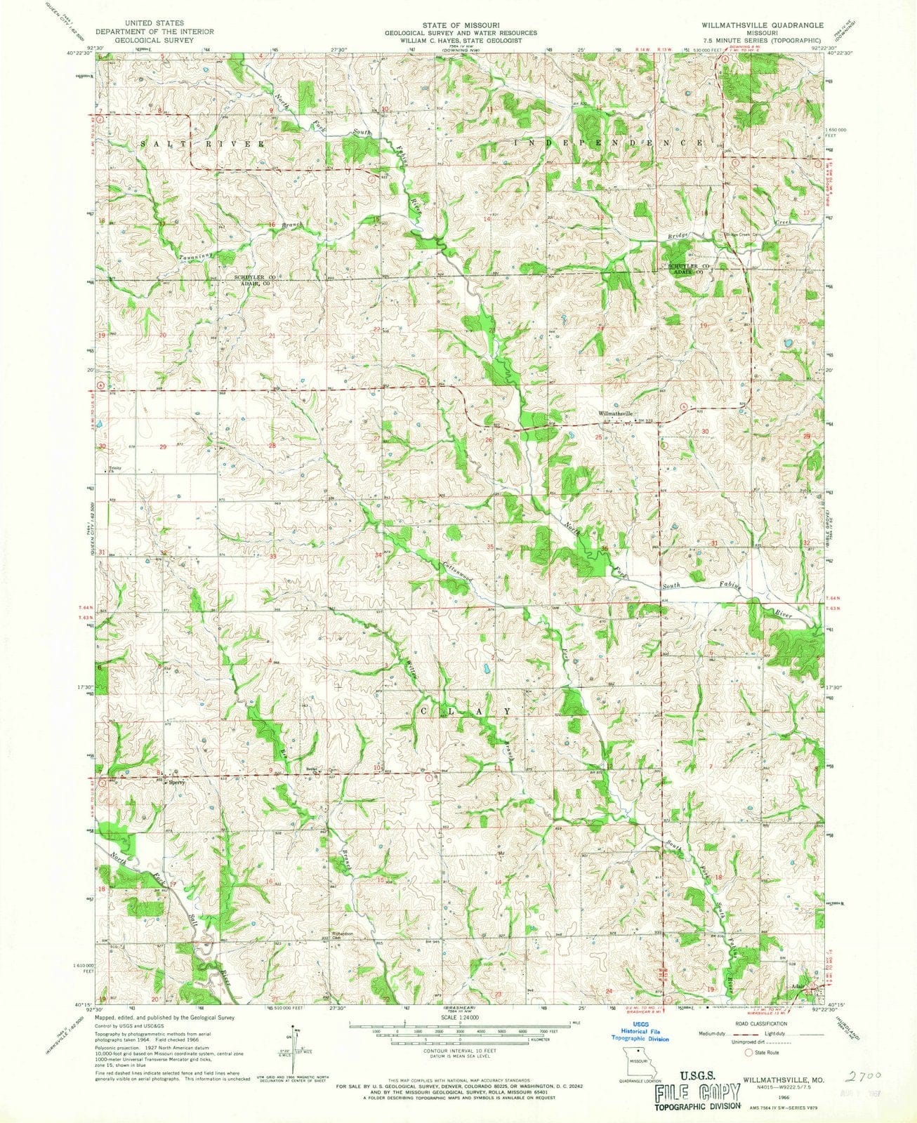 1966 Willmathsville, MO - Missouri - USGS Topographic Map