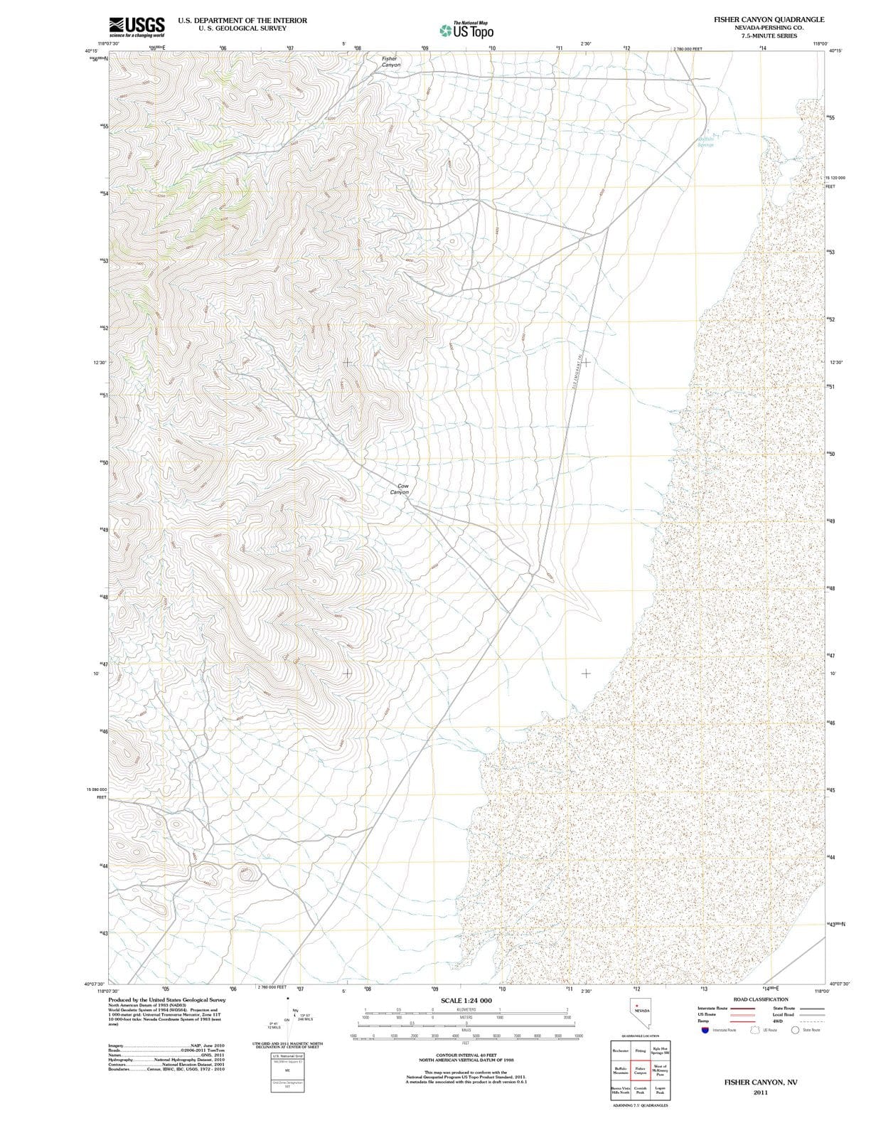 2011 Fisher Canyon, NV - Nevada - USGS Topographic Map