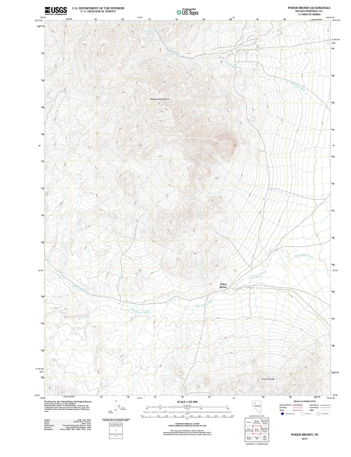 2011 Poker Brown, NV - Nevada - USGS Topographic Map