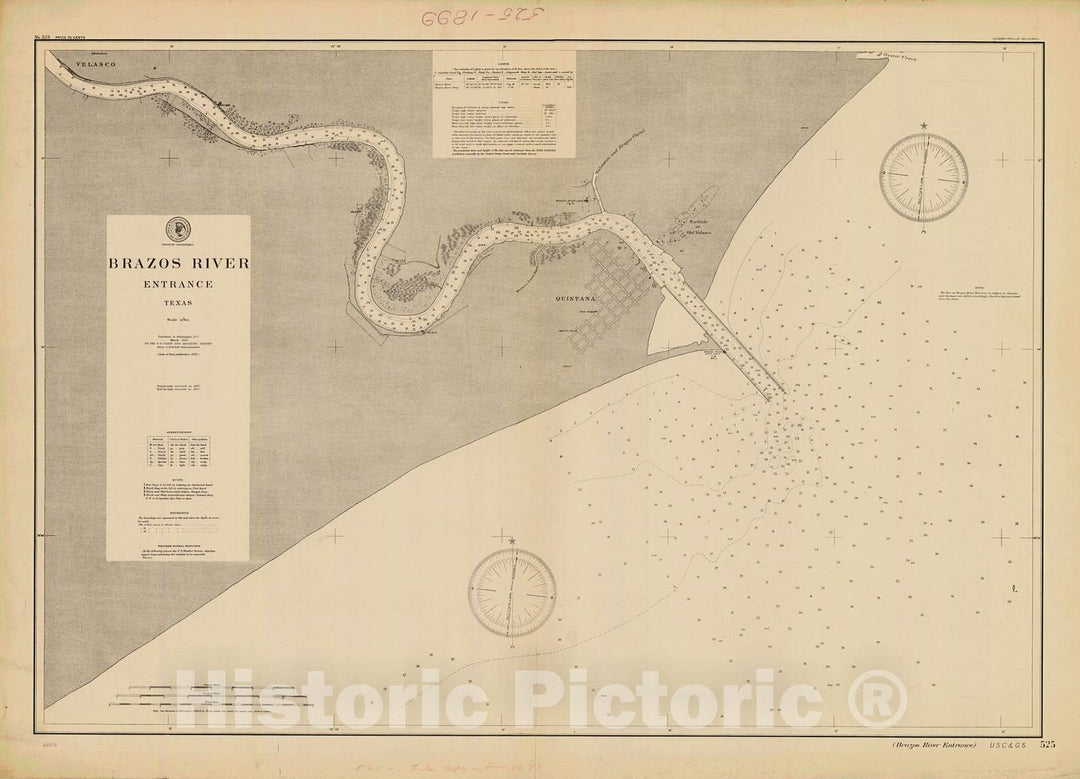 Historic Nautical Map - Brazos River Entrance, 1899 NOAA Chart - Texas (TX) - Vintage Wall Art