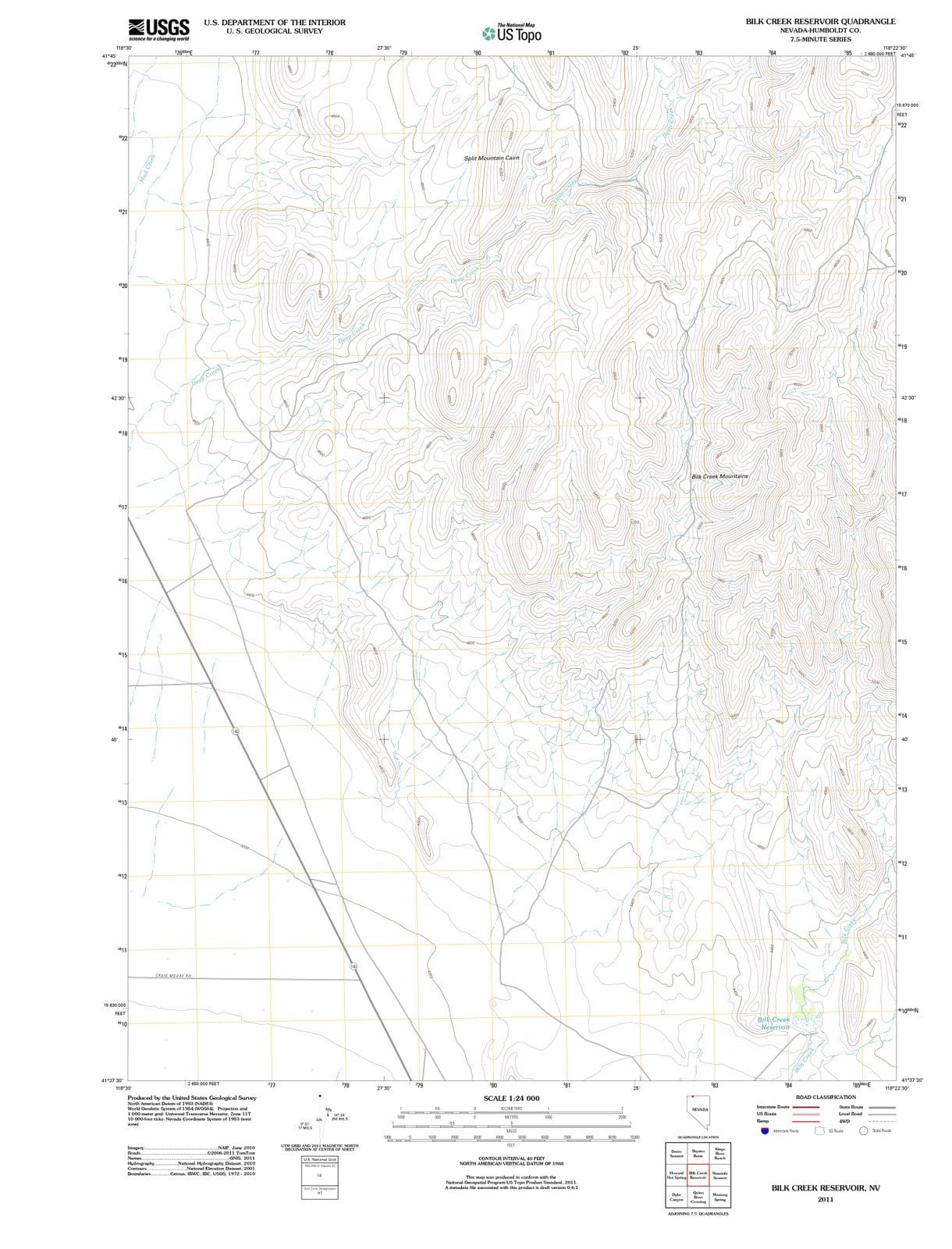 2011 Bilk Creek Reservoir, NV - Nevada - USGS Topographic Map