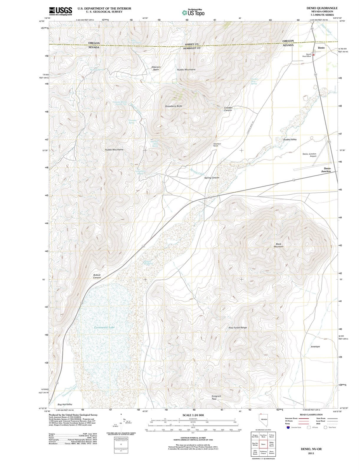 2011 Denio, NV - Nevada - USGS Topographic Map