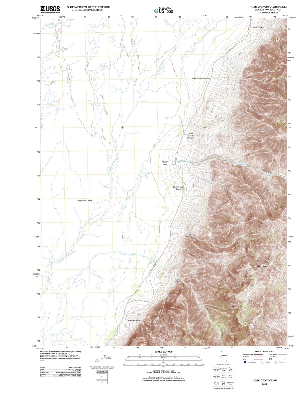 2011 Hobo Canyon, NV - Nevada - USGS Topographic Map