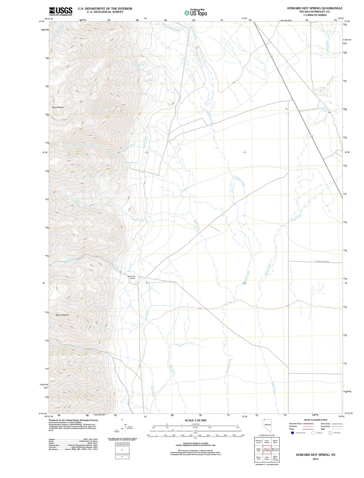 2011 Howard Hot Spring, NV - Nevada - USGS Topographic Map