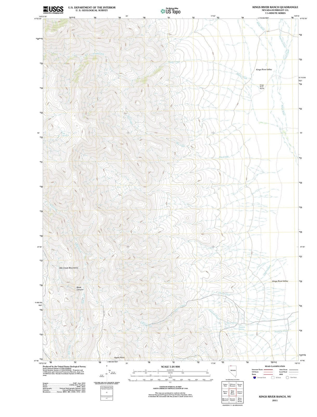 2011 Kings River Ranch, NV - Nevada - USGS Topographic Map
