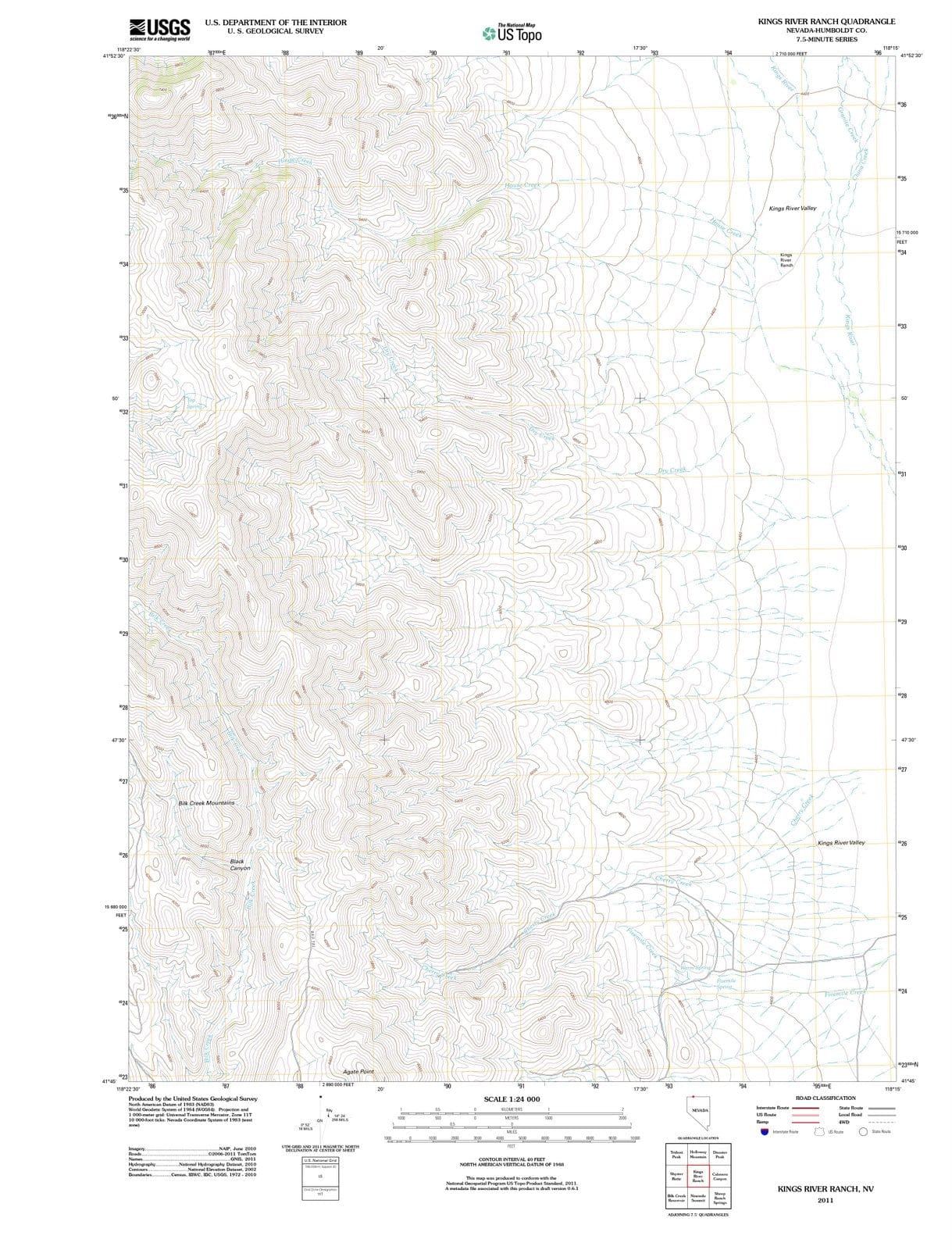 2011 Kings River Ranch, NV - Nevada - USGS Topographic Map