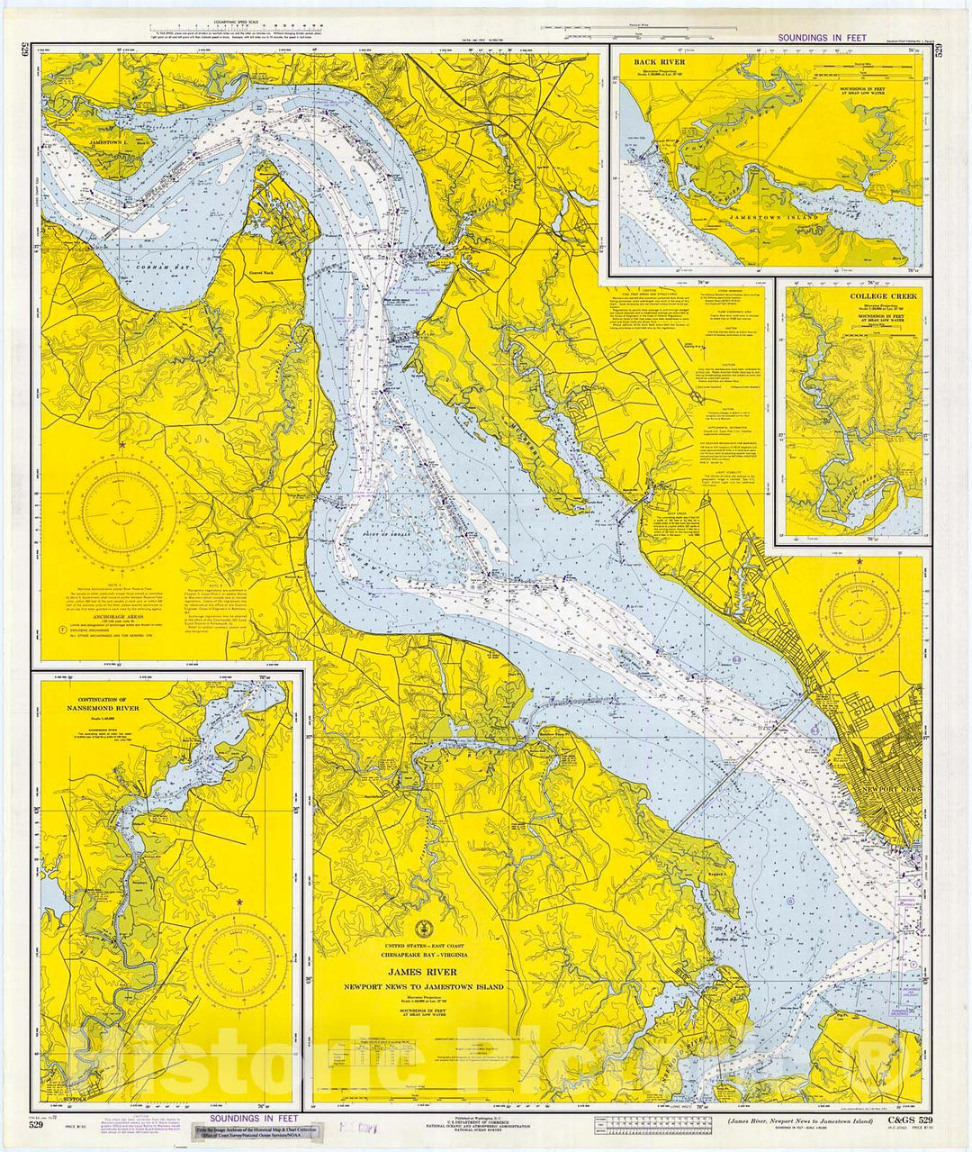 Historic Nautical Map - James River, Newport News To Jamestown Island, 1972 NOAA Chart - Virginia (VA) - Vintage Wall Art