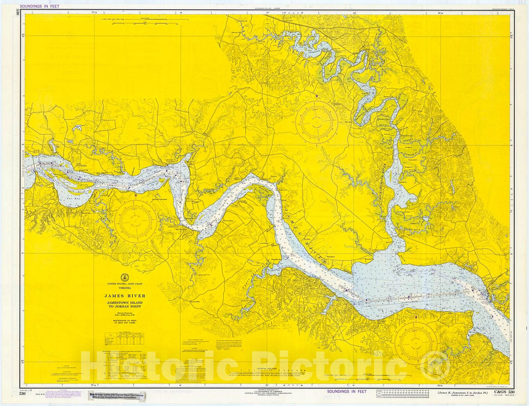 Historic Nautical Map - James R, Jamestown I. To Jordan Pt, 1972 NOAA Chart - Virginia (VA) - Vintage Wall Art