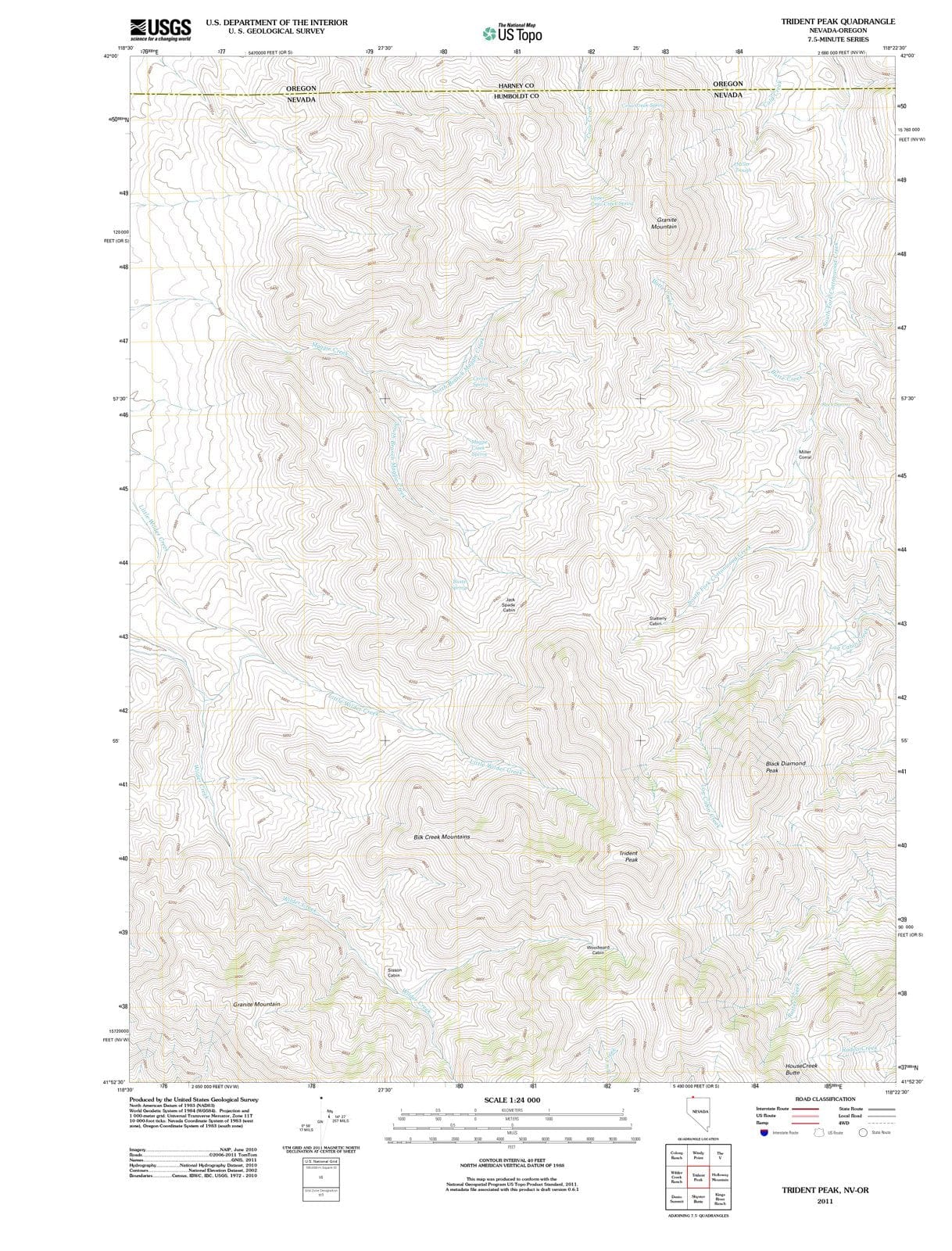 2011 Trident Peak, NV - Nevada - USGS Topographic Map
