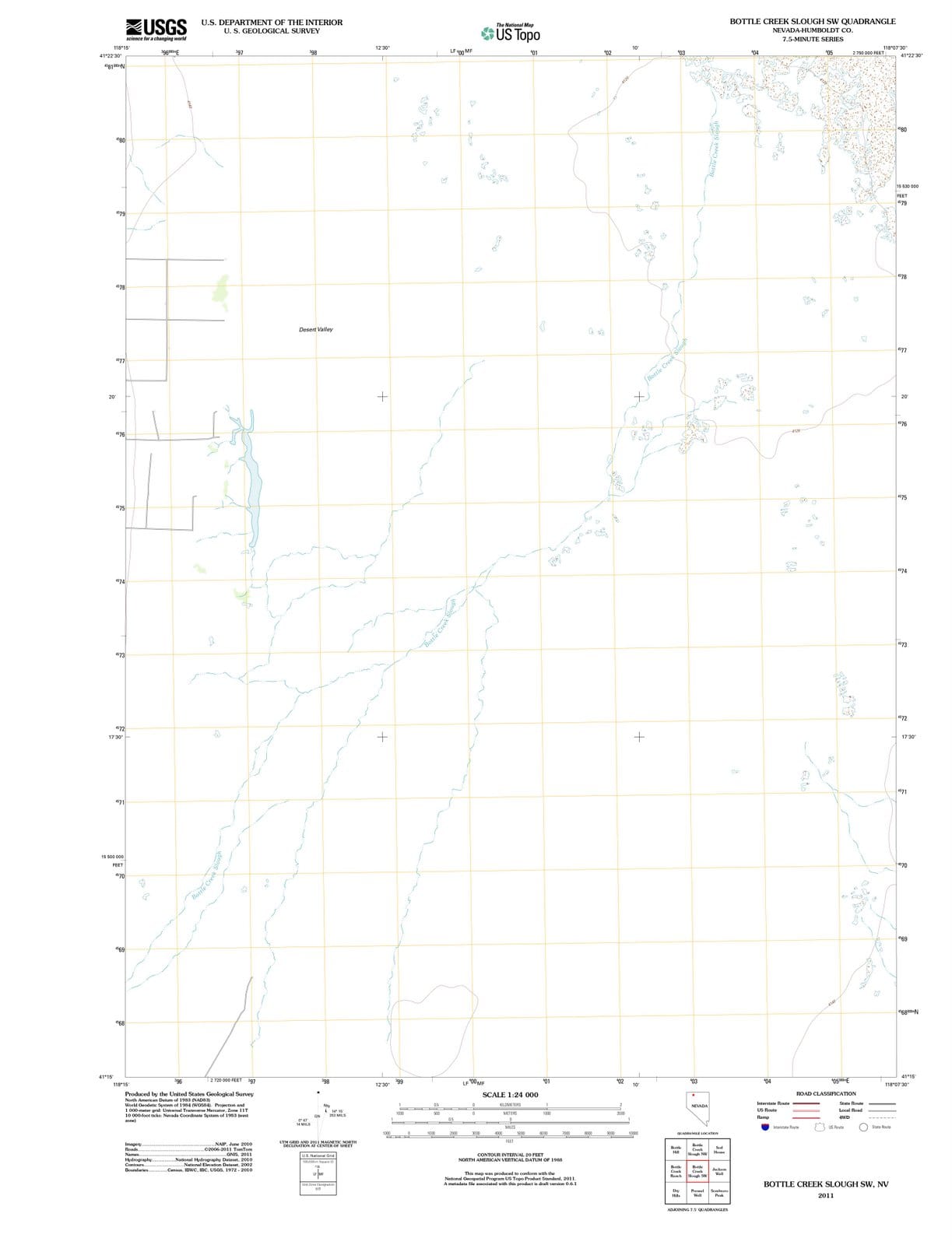 2011 Bottle Creek Slough, NV - Nevada - USGS Topographic Map