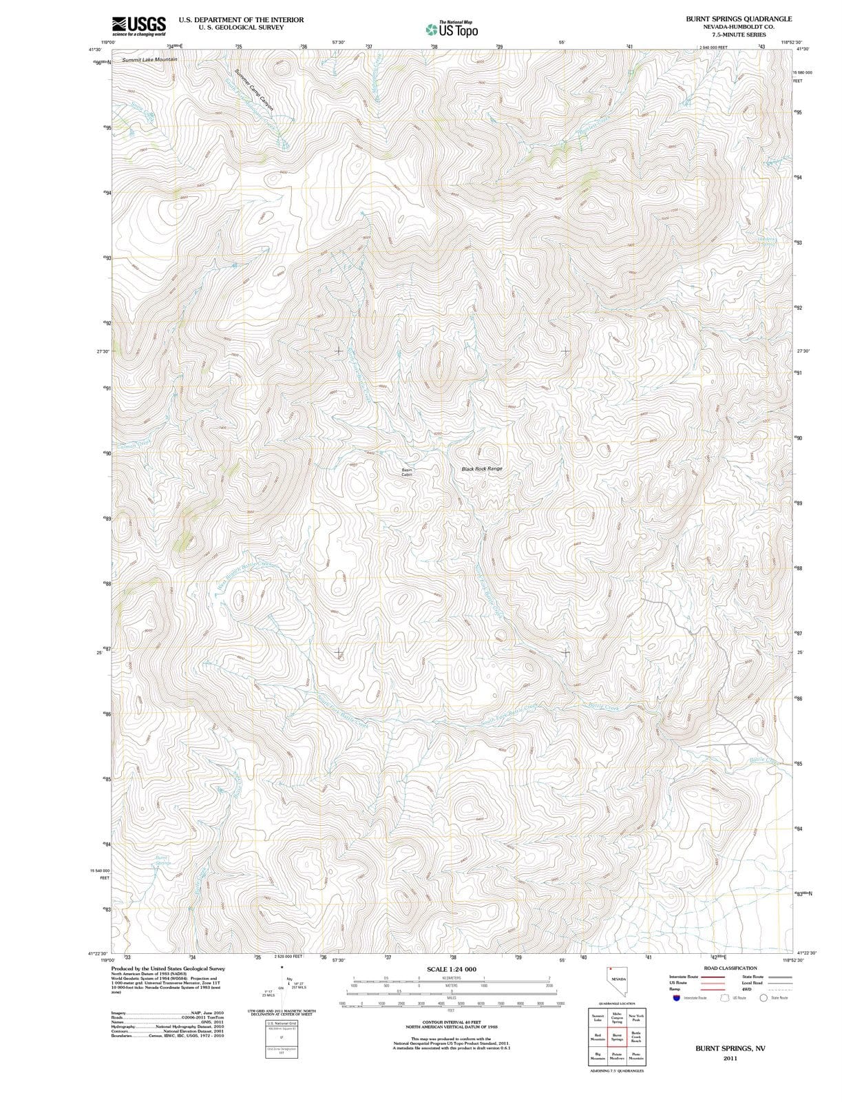 2011 Burnt Springs, NV - Nevada - USGS Topographic Map
