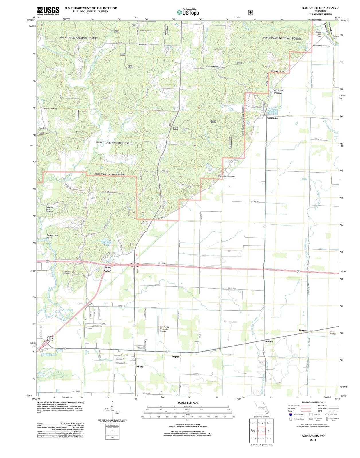 2011 Rombauer, MO - Missouri - USGS Topographic Map